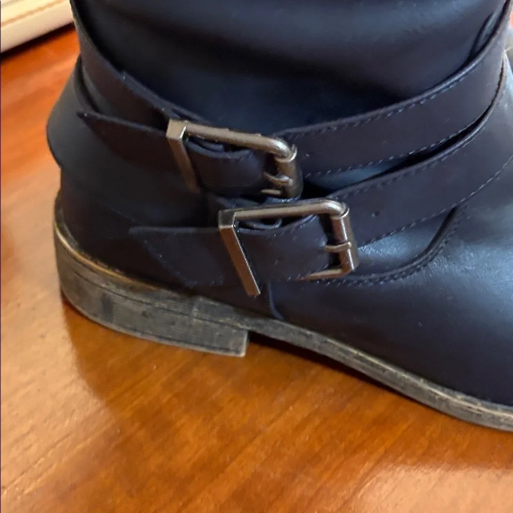 Just Fab Dark Navy Blue Winter Boots with sweater Trim Wide calf size 9